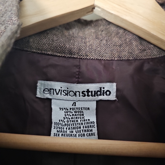 Envision Studio Brown Wool-Blend Military Style Blazer Jacket – Size 4 - Picture 3 of 5